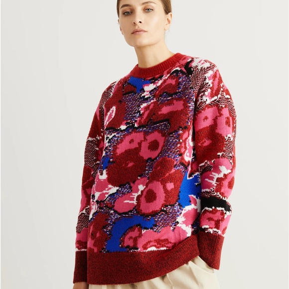 Stella McCartney WOOL SWEATER FLORAL PRINT/MULTI COLOR SIZE 44/XL - Picture 1 of 9